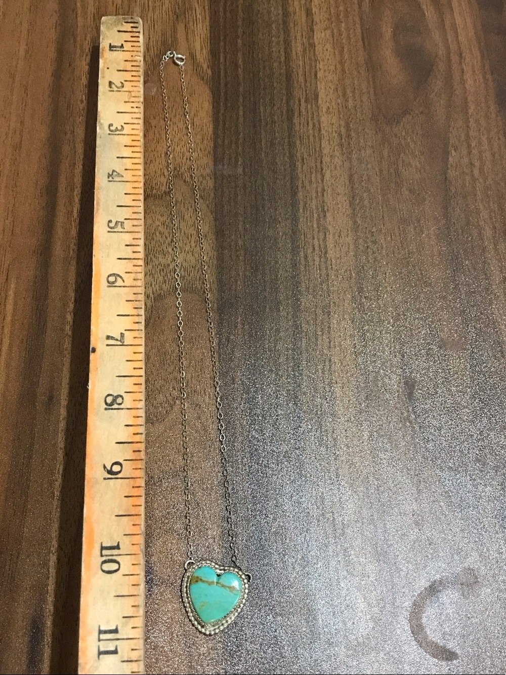 Sterling Silver Turquoise Heart Pendant Necklace | Genuine Turquoise | Southwest - Picture 4 of 6